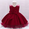 2021 Infant Bow Dress Newborn Kids Clothes Costumes Baby Princess Party Wedding Dresses For Baby Girls 1st Year Birthday Dress G1129