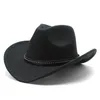 Vinterkvinnor män svart ull fedora hatt chapeu western cowboy hatt gentleman jazz sombrero hombre cap elegant lady cowgirl hattar 22027010976