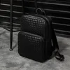 Factory wholesale men handbag woven backpack simple outdoor leisure plaid leather shoulder bag street trend hand-woven messenger bags