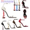 s je paris métal lettres luxe designer marque robe chaussure léopard talons hauts femmes mode sexy bout ouvert super hauts talon sandales mariée mariage banquet chaussures 3542