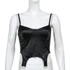 Siyah Beyaz Yama Dantel Spagetti Kayışı Gotik Kırpma Üst Kadın Yaz Backless Kadın Streetwear Kolsuz Camiş Büstiyer 210415