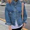 Turn Down Collar Long Sleeve Single Breast Denim Jacket Women Spring Loose Coat Feminino All Match 210422