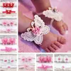 Baleenshiny 3st Flower Headband Baby Girls Barefoot Sandaler Hårfot Tillbehör Elastisk Fashion Foot Decoration Kids Gift 211023