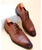 Fashion Black / Deep Brown Business Dress Chaussures Chaussures sociales en cuir authentiques Chaussures de travail pour hommes