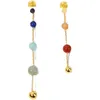 Chain Gem Earrings Stud Asymmetrical Mid-Long Style Thin and Light Luxury Personality Trend Fashion Female Jewelry Accessories