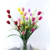 Tulilip fleur artificielle 5 tête bouquet de flanelle de flanelle de mariage arrangement de décoration de maison de jardin plan à main fleurs décoratives couronnes