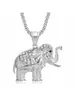 Stainless Steel Iced Out Crystal Elephant Animal Pendant Necklaces With Chain Men's Hip Hop Gold Silver Plated Jewelry