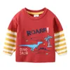 Spring Autumn Children's Clothing Baby Kids Long Sleeve Tees Boys Stripe Patchwork Animal T-Shirt For Boy 2 3 4 5 6 7 8 Year 210529