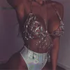 Sexy Metal Body Chain Club Top Women Summer Beach Halter Bling Crystal Gemstone Sequin Nightclub Queen Tassel Beach Bra Top 210709