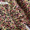 女性のファッションの折り返しの襟の花柄の腕のプリーツシャツのドレスシックブレストキモノビジネスVestido DS4572 210420