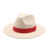 Sombrero fedora mujer cinta banda cinturón ala ancha clásico beige blanco fieltro británico elegante fascinador invierno wo039s 2106082904231