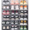 Wholesale Clear 12-24pcs Shoe Box Set Foldable Storage Plastic Transparent Door Home Closet Organizer Case Shelf Stack Display 211102