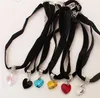 2021 Japan Harajuku Heart Shaped Necklace Resin Pendant With Velvet Chain Vintage Peach Heart Choker For Girls 6 Colors