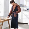 Winter Men Three Layers Quilted Bathrobe Thick Flannel Robe Sleepwear Plus Size XXXL Kimono Stitching Bathrobes Male Warm Lounge 210901