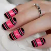 Valse nagels roze schattige herten nagel tips medium kerst vierkant zwart specifieke acryl kunstmatige vingernagels schoonheid dagelijkse slijtage prud22