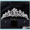 Headbands Jewelryfloralbride Alloy Rhinestone Crystal Pearls Wedding Tiara Crown Bridal Hair Aessories Bridesmaids Princess Women Jewelry Dr