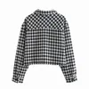 Mulheres Primavera Loose Houndstooth Casacos Curtos Do Outono Do Vintage Moda Senhoras Outhawear Jaquetas Oversized CHIC Feminina Tops 210521