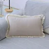 Housse de coussin en lin de coton 30x50cm / 45x45cm Taie d'oreiller Housse Beige Gris Bleu Jaune Boho Style Glands pour Canapé BedHome Décoratif 210401