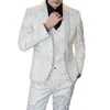 Classique Style britannique Jacquard costume d'affaires noir blanc mode hommes mariage marié smoking costumes grande taille 5XL Blazer homme X0909