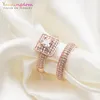 Кластерные кольца 10 набор / пакет оптом розовый золотой цвет двойной для женщин элегантный старинный кубический цирконий высококачественные кольца