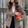 Fashion Autumn Women Plaid Blazers and Jackets Work Office Lady Suit Slim Double Breasted Business Female Blazer Coat Talever 211019