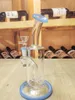 6.7 Inch Light Blue Hookah Water Pipe Mini Glass Tobacco Bong Beaker Base Bubbler 14mm Bowl