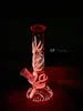 2022 25 cm 10 Zoll Premium Multi Color Glow in der dunklen Rosa-Hukahn-Wasserrohr-Bong-Glasbongs mit 18-mm-Tültrahme und Schüssel