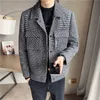 Mode Winter Plaid Woolen Coat Men Steetwear Windbreaker Casual Slim Jackor Håll Varm Outwear Wool Jacket Erkekler Ekr 210527