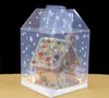 100pcs 15*15*18cm Transparent Gingerbread House Package Cookie Cake Candy Chocolate Box Wedding Favor Box For Apple