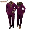 African Clothing for Couple Dashiki Print Ankara Men`s 2 Piece Set Women Set Shirt and Pant Suit Outfits AFRIPRIDE A20C001 X0428