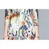 Högkvalitativ mode Designer Dress Kvinnors Half Sleeve Mesh Broderi Blommor Vintage Lång Klänningar Vestidos 210520