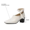 ALLBITEFO di alta qualità in vera pelle cinturino alla caviglia tacchi spessi scarpe da donna casuali di marca scarpe tacchi alti scarpe da donna tacchi 210611