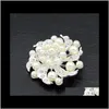 Pins, Brooches Drop Delivery 2021 Elegant Bridal Jewelry Pearl Sier Tone Flower Brooch Pins Rhinestone Crystal Women Party Decor Costume Cor