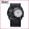 Mens Watches Top Brand OULM Fashion Leather Strap Russian Army Large Dial Japan Movt Quartz Watch Montre Homme De Marque Sport Wri4388345