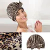 Bonnet/tête de mort bonnet D0LF bonnet de douche en satin soyeux pour le bain des femmes avec nœud papillon en nylon imperméable double couches cheveux de bain réutilisables Oliv