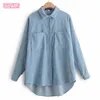 Autumn Solid Color Corduroy Lapel Long Sleeve Loose Thickening Women's Shirt Single-breasted Pocket Female Shirt Tops 210507
