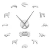 Wandklokken Borzoi DIY Spiegel Stickers Russische Wolfshond Frameloze Grote Horloge Nummers Moderne Klok Ruskaya Psovaya Borzaya Gift