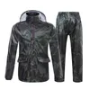 Capa de chuva e calças homens camuflagem regenjas desgaste transparente borda de moto jaqueta casaco mulheres