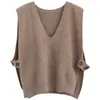 GOPLUS Knitted Sweater Vests for Women Vintage Solid Clothes Vests Womans Chaleco Punto Mujer Chaleco Mujer Gilet Femme 211008