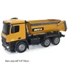 HUINA 573 4WD Alloy RC Dump Trucks 1/14 10CH Engineering Construction Car Remote Control Vehicle Self-Discharging Dump Metal Trucks Toys Boy