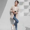 Peonfly Autumn Fashion Blazer Jacket Women Casual Korean Pockets Long Sleeve Coat Office Ladies Solid Loose 211122