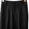 Moda Solidna Czarna Wysoka Talia Spodnie Dla Kobiet Split Pełna długość Szerokie spodnie nogi Kobiet Wiosna Jesień GX1232 210421