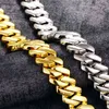 TOPGRILLZ 20 MM 3 Row Zirconia Prong Link Collana in oro bianco Iced Micro Pave CZ Catena cubana Hip Hop Gioielli moda per uomo X0509