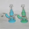 Glow in the dark mini silicone bong pipe 14mm oil rig bongs smoking Shisha Hookah Water Pipes FDA dab rigs