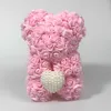 Creative Rose Bear 25cm Artificial Foam With Pearl Heart Rose Teddy Bear Kids Birthday Gift Valentine's Day Gift Home decoration 210624