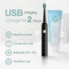 Irrigadores orais IPX7 USB Recarregável para Adulto com Substituição 8 Escovas Cabeças Limpeza Dentes 5 Modos Smart Sonic Electric Electric Toothbrush