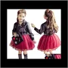 Sets Baby Clothing Baby Maternity Drop Delivery 2021 Girl Princess Leather Party Tutu Veil Red Sequined Dress Diamond Kids Clothes Birthday W