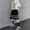 Harajuku streetwear järnkedja mönster jogger shorts män och kvinnor hip hop skateboard sommar elastisk midja 210716