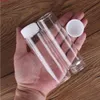 15 stycken 90ml 37 * 120mm Glasflaskor med vita plastkåpor Spice Container Candy Jars Vial DIY Craft for Wedding Gift Goods
