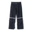 IEFB Streetwear Zipper Odłączany Szeroki Dżinsy męskie Moda Moda Hip Hop Luźne Czarne Dżinsowe Spodnie Spodnie 9Y5077 210524